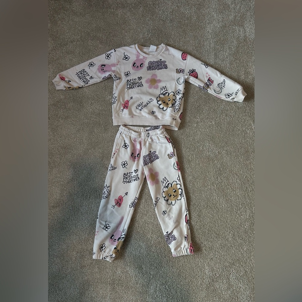 Zara kids multicolor matching sweat set size 4-5T